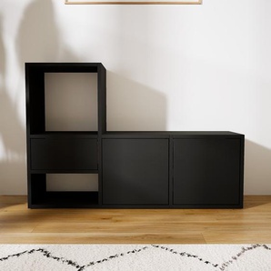 Kommode Schwarz - Lowboard: Schubladen in Schwarz & Türen in Schwarz - Hochwertige Materialien - 118 x 79 x 34 cm, konfigurierbar