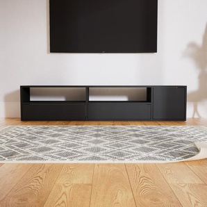 Lowboard Schwarz - TV-Board: Schubladen in Schwarz & Türen in Schwarz - Hochwertige Materialien - 190 x 40 x 34 cm, Komplett anpassbar