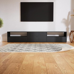 Lowboard Schwarz - TV-Board: Schubladen in Schwarz & Türen in Schwarz - Hochwertige Materialien - 226 x 40 x 34 cm, Komplett anpassbar