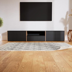 Lowboard Schwarz - TV-Board: Schubladen in Schwarz & Türen in Schwarz - Hochwertige Materialien - 226 x 40 x 34 cm, Komplett anpassbar