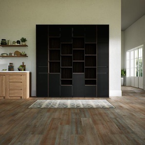 Aktenschrank Schwarz - Büroschrank: Schubladen in Schwarz & Türen in Schwarz - Hochwertige Materialien - 233 x 232 x 34 cm, Modular