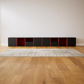 Lowboard Schwarz - TV-Board: Schubladen in Schwarz & Türen in Schwarz - Hochwertige Materialien - 310 x 40 x 34 cm, Komplett anpassbar