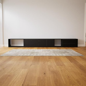 Lowboard Schwarz - TV-Board: Schubladen in Schwarz & Türen in Schwarz - Hochwertige Materialien - 339 x 40 x 34 cm, Komplett anpassbar