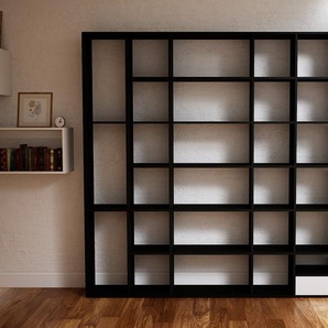 Bücherregal Schwarz - Modernes Regal für Bücher: Schubladen in Weiß - 231 x 232 x 34 cm, Individuell konfigurierbar