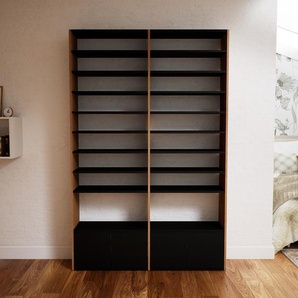 Bücherregal Schwarz - Modernes Regal für Bücher: Türen in Schwarz - 151 x 232 x 34 cm, Individuell konfigurierbar