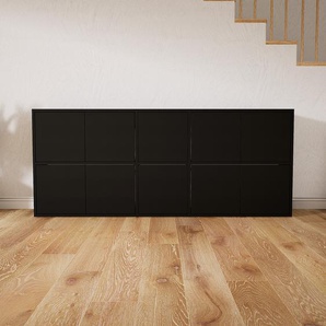 Sideboard Schwarz - Designer-Sideboard: Türen in Schwarz - Hochwertige Materialien - 190 x 79 x 34 cm, Individuell konfigurierbar