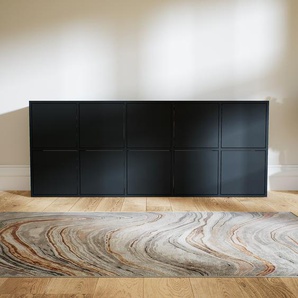 Sideboard Schwarz - Designer-Sideboard: Türen in Schwarz - Hochwertige Materialien - 195 x 79 x 34 cm, Individuell konfigurierbar