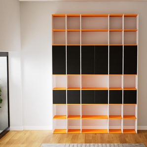 Bücherregal Schwarz - Modernes Regal für Bücher: Türen in Schwarz - 231 x 310 x 34 cm, Individuell konfigurierbar