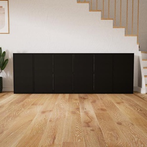 Sideboard Schwarz - Designer-Sideboard: Türen in Schwarz - Hochwertige Materialien - 233 x 79 x 34 cm, Individuell konfigurierbar