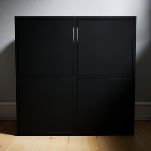 Kommode Schwarz - Design-Lowboard: Türen in Schwarz - Hochwertige Materialien - 79 x 79 x 34 cm, Selbst zusammenstellen