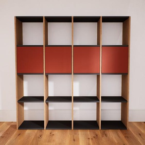 Bücherregal Terrakotta - Modernes Regal für Bücher: Türen in Terrakotta - 156 x 156 x 34 cm, Individuell konfigurierbar