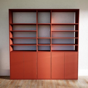 Bücherregal Terrakotta - Modernes Regal für Bücher: Türen in Terrakotta - 190 x 194 x 34 cm, Individuell konfigurierbar
