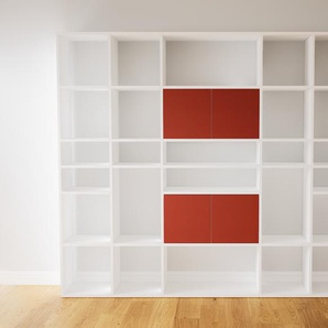 Bücherregal Terrakotta - Modernes Regal für Bücher: Türen in Terrakotta - 231 x 194 x 34 cm, Individuell konfigurierbar