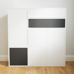 Kommode Weiß - Lowboard: Schubladen in Weiß & Türen in Weiß - Hochwertige Materialien - 115 x 117 x 34 cm, konfigurierbar