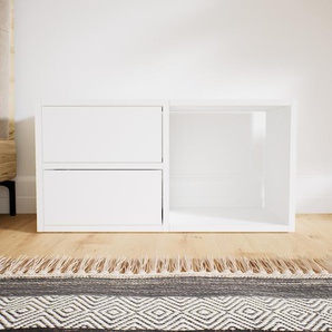 Lowboard Weiß - Designer-TV-Board: Schubladen in Weiß - Hochwertige Materialien - 79 x 40 x 34 cm, Komplett anpassbar