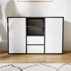 Kommode Weiß - Lowboard: Schubladen in Weiß & Türen in Weiß - Hochwertige Materialien - 118 x 79 x 34 cm, konfigurierbar