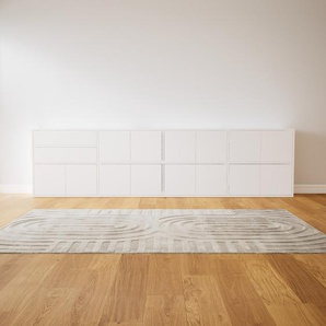 Sideboard Weiß - Sideboard: Schubladen in Weiß & Türen in Weiß - Hochwertige Materialien - 300 x 79 x 34 cm, konfigurierbar