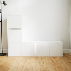 Kommode Weiß - Design-Lowboard: Türen in Weiß - Hochwertige Materialien - 156 x 117 x 34 cm, Selbst zusammenstellen