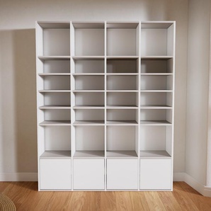 Bücherregal Weiß - Modernes Regal für Bücher: Türen in Weiß - 156 x 194 x 34 cm, Individuell konfigurierbar