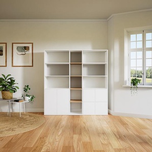 Bücherregal Weiß - Modernes Regal für Bücher: Türen in Weiß - 190 x 194 x 47 cm, Individuell konfigurierbar