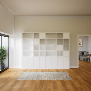 Bibliotheksregal Weiß - Individuelles Regal für Bibliothek: Türen in Weiß - 305 x 232 x 34 cm, konfigurierbar