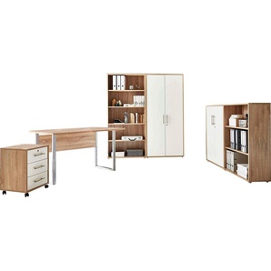Büromöbel-Set BMG MÖBEL Tabor Mini Kombi 1 Arbeitsmöbel-Sets weiß (eiche sonoma, weiß) Büromöbel-Sets