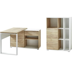 Büromöbel-Set GERMANIA GW-Lioni Arbeitsmöbel-Sets weiß (weiß, navarra, eiche, nachbildung) Büromöbel-Sets