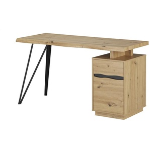 Büroschreibtisch Yser - holzfarben - Materialmix - 140 cm - 76 cm - 60 cm | Möbel Kraft