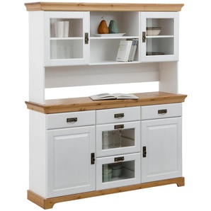 Buffet HOME AFFAIRE Ruegen, weiß (weiß, honig), B:145cm H:168cm T:40cm, Massivholz, Schränke, zertifiziertes Massivholz, im Landhausstil