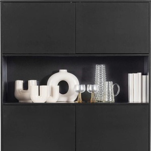 Buffet WOOOD Finca Schränke Gr. B/H/T: 110cm x 170cm x 40cm, schwarz Vitrinenschrank H 170 cm x B 110 T 40