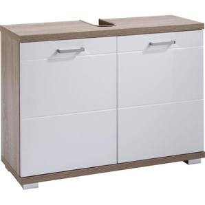 byLIVING Waschbeckenunterschrank Nebraska Breite 80 cm, Badezimmerschrank, MDF-Fronten in Hochglanz-Optik