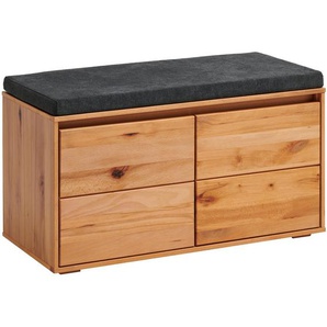 Cantus Garderobenbank Nanto, Kernbuche, Holz, Wildkernbuche, furniert, massiv, 1-Sitzer, Füllung: Kaltschaum, 85x43x38 cm, Garderobe, Garderobenbänke, Garderobenbänke