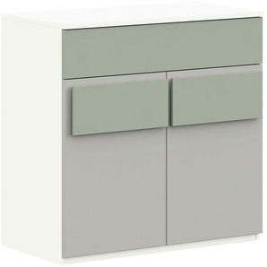 Cantus Kommode Switch, Grau, Weiß, Salbeigrün, Holzwerkstoff, 1 Fächer, 1 Schubladen, 90x85.2x40 cm, Made in Germany, Garderobe, Garderoben Kommoden