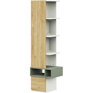 Cantus Standregal Switch, Weiß, Salbeigrün, Hickory, Holzwerkstoff, 3 Fächer, 55x178.8x36 cm, Made in Germany, Arbeitszimmer, Büroregale, Bücherregale