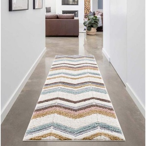 Carpet City Hochflor-Läufer FOCUS 3009, rechteckig, Höhe: 20 mm, besonders weich, Zickzack / Chevron Optik, 3D-Effekt