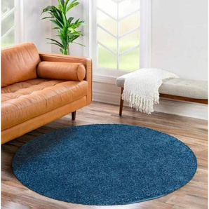 Carpet City Hochflor-Teppich City Shaggy, rund, Höhe: 30 mm, Teppich Einfarbig Uni, besonders flauschig-weich