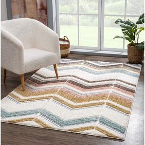 Carpet City Hochflor-Teppich Focus 3009, rechteckig, Höhe: 20 mm, besonders weich, Zickzack / Chevron Optik, 3D-Effekt