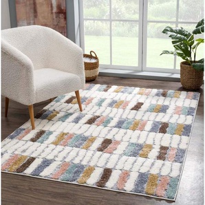 Carpet City Hochflor-Teppich Focus 3032, rechteckig, Höhe: 20 mm, besonders weich, Modern, Bunt, 3D-Effekt