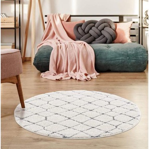 Carpet City Hochflor-Teppich Focus 4499, rund, Höhe: 20 mm, besonders weich, Rauten-Optik, 3D-Effekt