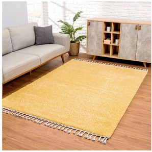 Carpet City Hochflor-Teppich Pulpy 100, rechteckig, Höhe: 30 mm, sehr weich, mit Fransen, uni, viele Größen, Wohnzimmer, Schafzimmer