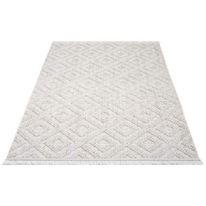 Carpet City Teppich CLASICO 8927, rechteckig, Höhe: 11 mm, Kurzflor, Hochtief-Muster/ 3D-Effekt Rauten, Fransen, Wohnzimmer