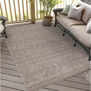 Carpet City Teppich In-& Outdoorteppich Santorini 411, 3D-Effekt, Boho-Optik, rechteckig, Höhe: 5 mm, Wetterfest & UV-beständig für Terrasse, Balkon, Küche, Flur