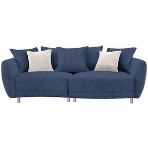 Carryhome Bigsofa, Dunkelblau, Textil, 2-Sitzer, Füllung: Schaumstoff, 243x72x143 cm, Stoffauswahl, Hocker erhältlich, Rücken echt, Wohnzimmer, Sofas & Couches, Sofas, Bigsofas