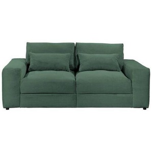 Carryhome Bigsofa, Dunkelgrün, Textil, 2-Sitzer, 230x78x122 cm, Stoffauswahl, Hocker erhältlich, Rücken echt, Wohnzimmer, Sofas & Couches, Sofas, Bigsofas