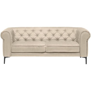 Carryhome Chesterfield-Sofa, Beige, Textil, 2,5-Sitzer, 195x75x90 cm, Typenauswahl, Stoffauswahl, Wohnzimmer, Sofas & Couches, Sofas, Chesterfield Sofas