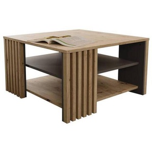 Carryhome Couchtisch, Grau, Eiche Artisan, Holzwerkstoff, quadratisch, eckig, 80x45x80 cm, Wohnzimmer, Wohnzimmertische, Couchtische