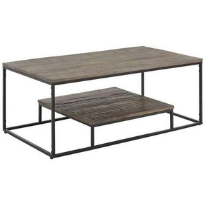 Carryhome Couchtisch, Graubraun, Holz, Mangoholz, massiv, Holz, rechteckig, eckig, Flachrohr, 60x42x110 cm, Wohnzimmer, Wohnzimmertische, Couchtische