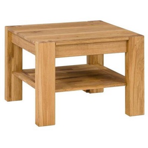 Carryhome Couchtisch, Holz, Wildeiche, furniert, massiv, quadratisch, eckig, 65x46x65 cm, Holzmöbel, Holztische, Couchtische Holz