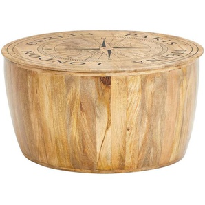 Carryhome Couchtisch, Natur, Holz, Mangoholz, massiv, Holz, rund, Bodenplatte, 83x42x83 cm, Holzmöbel, Holztische, Couchtische Holz