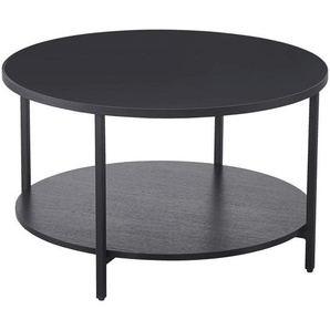 Carryhome Couchtisch, Schwarz, Metall, Glas, Holzwerkstoff, rund, Flachrohr, 75x45x75 cm, einfacher Aufbau, Wohnzimmer, Wohnzimmertische, Couchtische, Glas-Couchtische